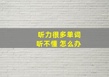 听力很多单词听不懂 怎么办